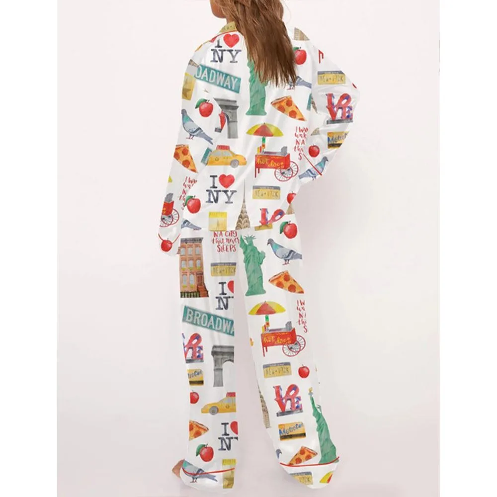 New York City Travel Satin Pajama Set For Women - Image 3
