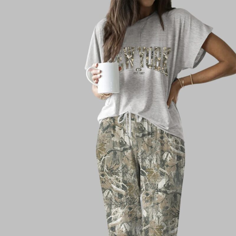 New York Street Camouflage Casual Pajama Set For Women - Image 2