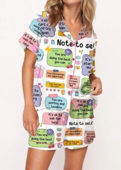 Note To Self Mental Health Satin Pajama Set For Women