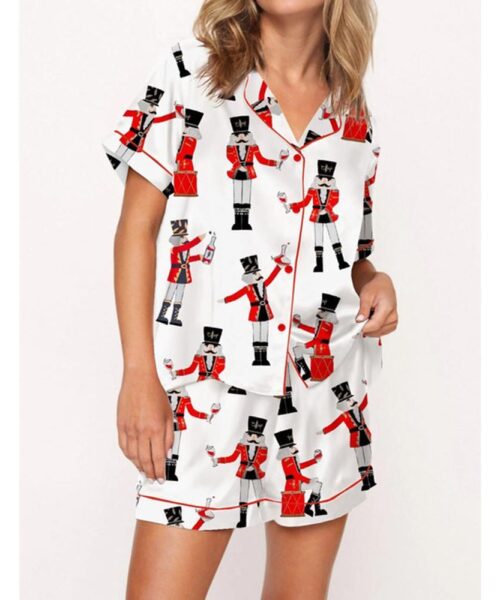 Nutcracker Cheers Satin Pajama Set For Women