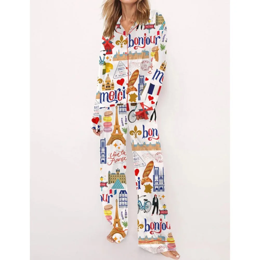 Paris Travel Pajama Set For Women - Image 2