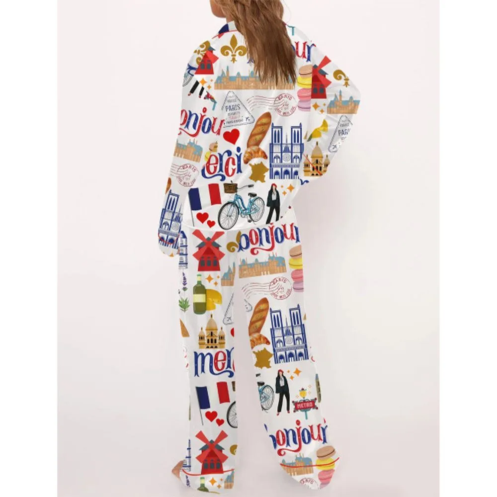 Paris Travel Pajama Set For Women - Image 3