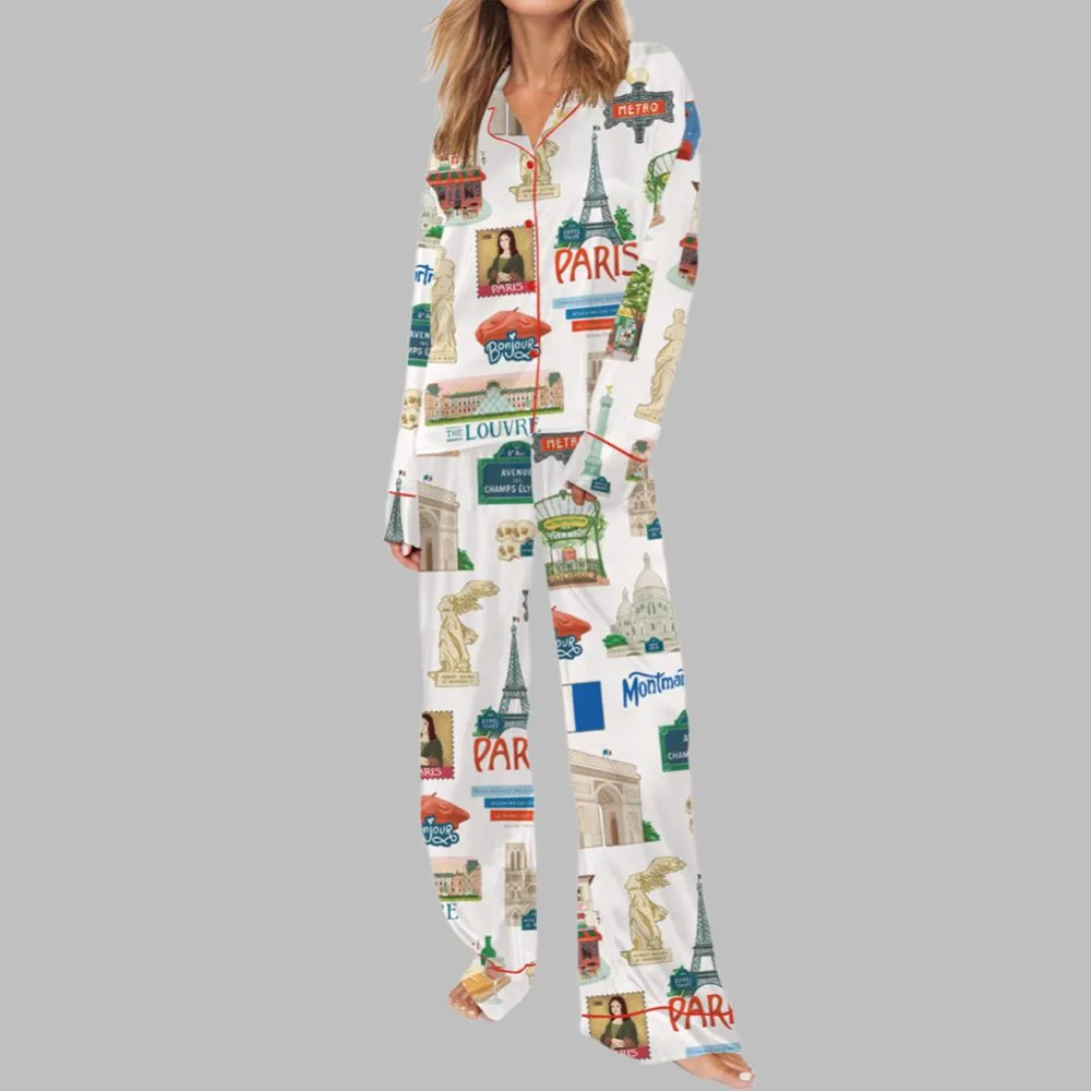 Paris Watercolour Travel Pajama Set - Image 3