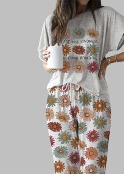 Peace And Kindness Casual Pajama Set For Women