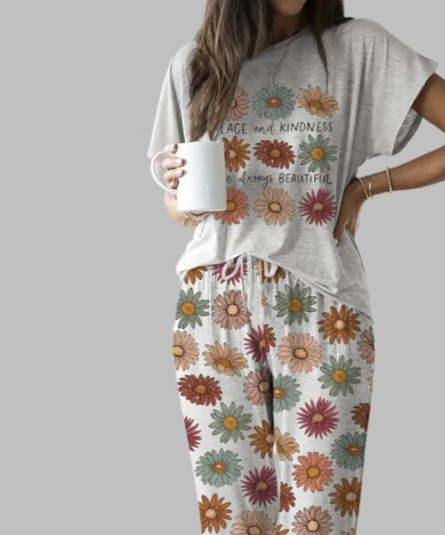 Peace And Kindness Casual Pajama Set For Women