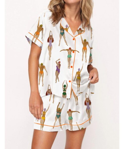 People Swimming Satin Pajama Set For Women