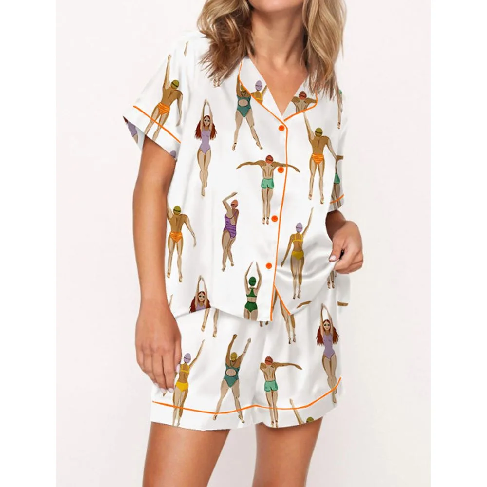 People Swimming Satin Pajama Set For Women