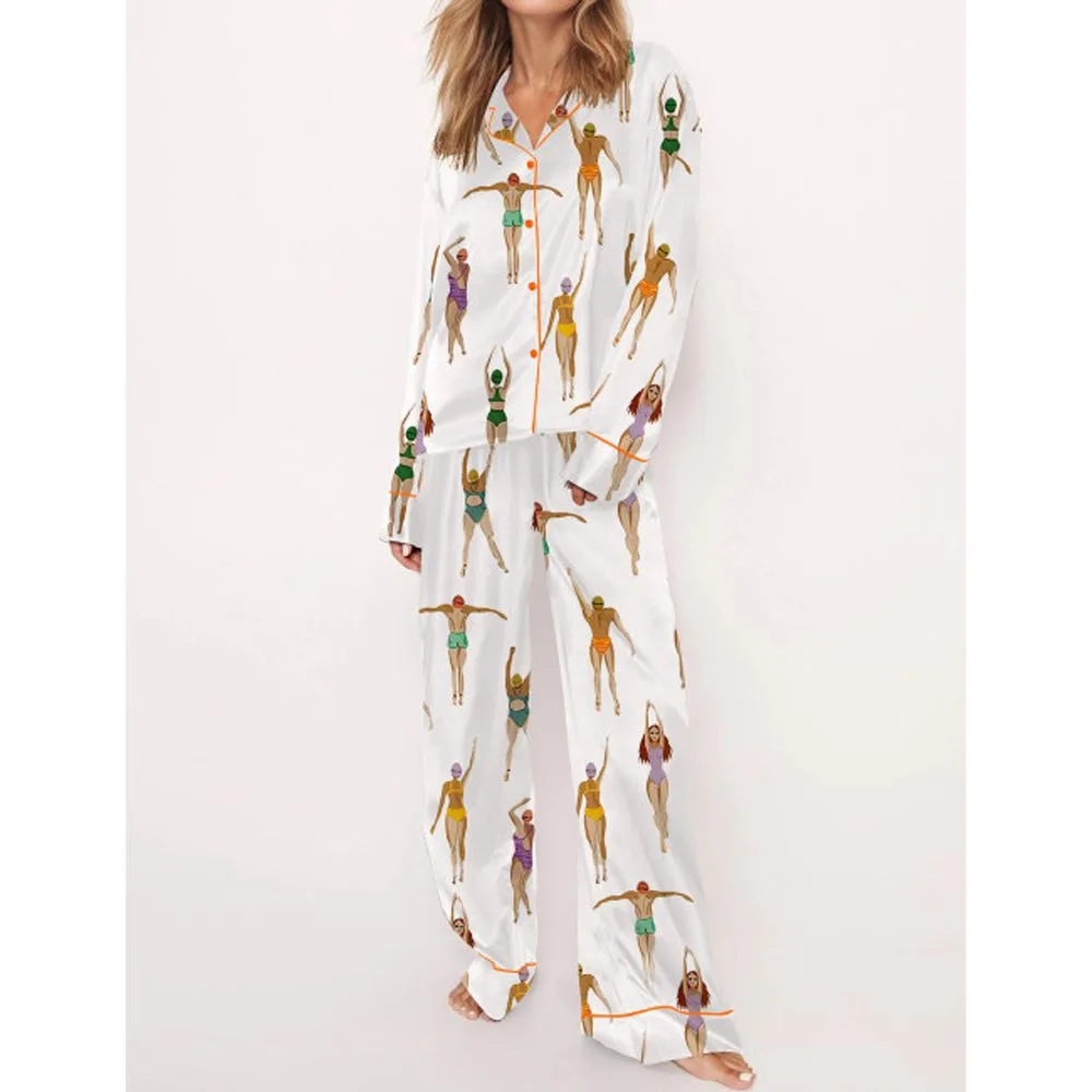 People Swimming Satin Pajama Set For Women - Image 3