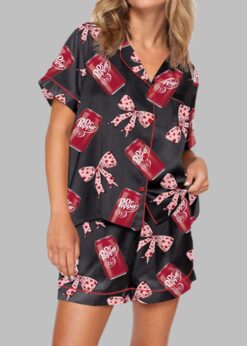 Pepper Drink Pink Coquette Bow Pajama Set