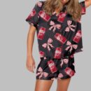 Pepper Drink Pink Coquette Bow Pajama Set