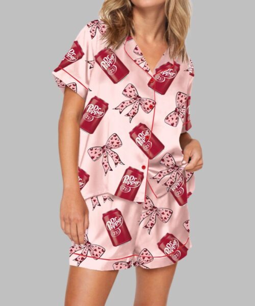 Pepper Drink Pink Coquette Bow Pajama Set For Women