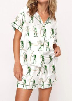 Phases Of A Golf Swing Satin Pajama Set For Women