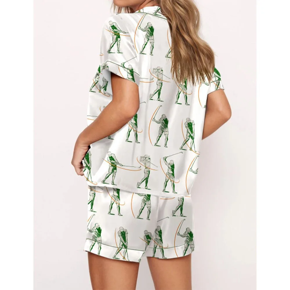 Phases Of A Golf Swing Satin Pajama Set For Women - Image 2