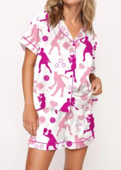 Pickleball Girl Satin Pajama Set For Women