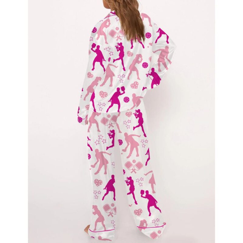 Pickleball Girl Satin Pajama Set For Women - Image 4