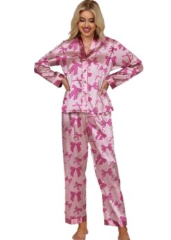 Pink Bow Long Sleeve Pajama Set