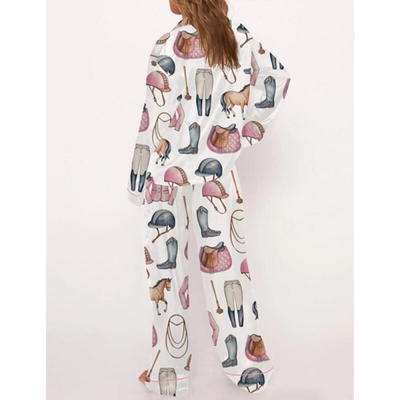 Pink Horseback Riding Pajama Set For Women - Image 3