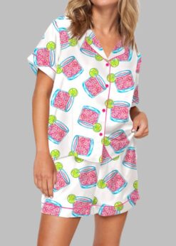 Pink Tequila Paloma Watercolor Pajama Set