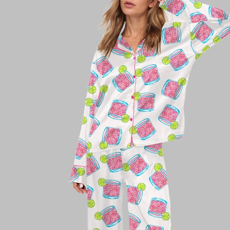 Pink Tequila Paloma Watercolor Pajama Set - Image 2