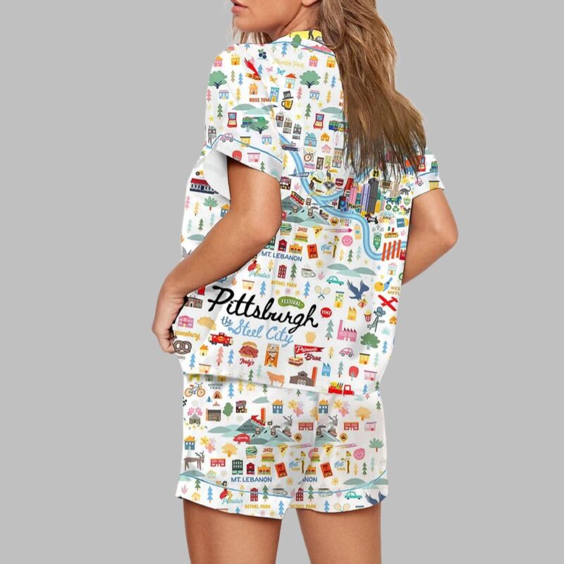 Pittsburgh Map Steelers Art Print Pajama Set - Image 2