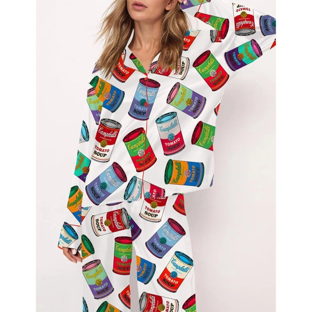 Pop Art Tomato Soup Pajama Set For Women - Image 2