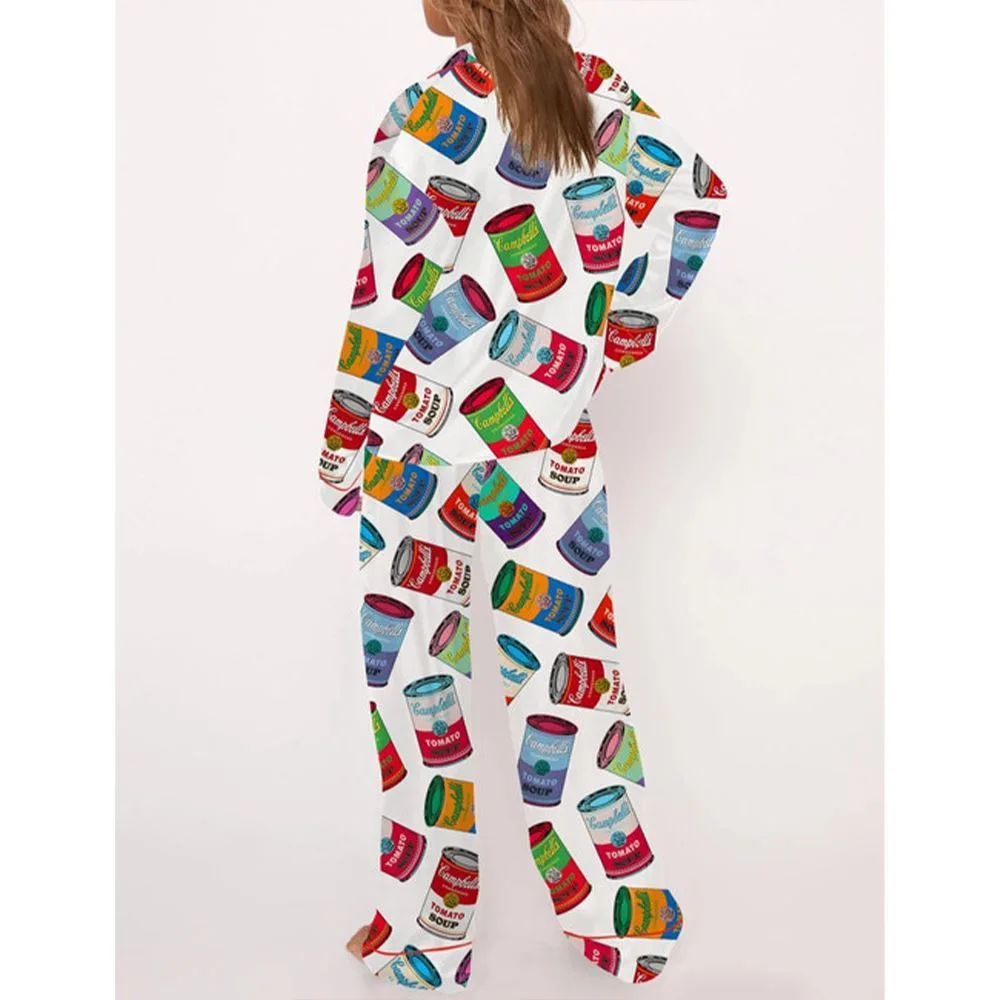 Pop Art Tomato Soup Pajama Set For Women - Image 3