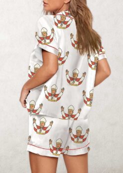 Pope Leo XIV Catholic Print Pajama Set For Women