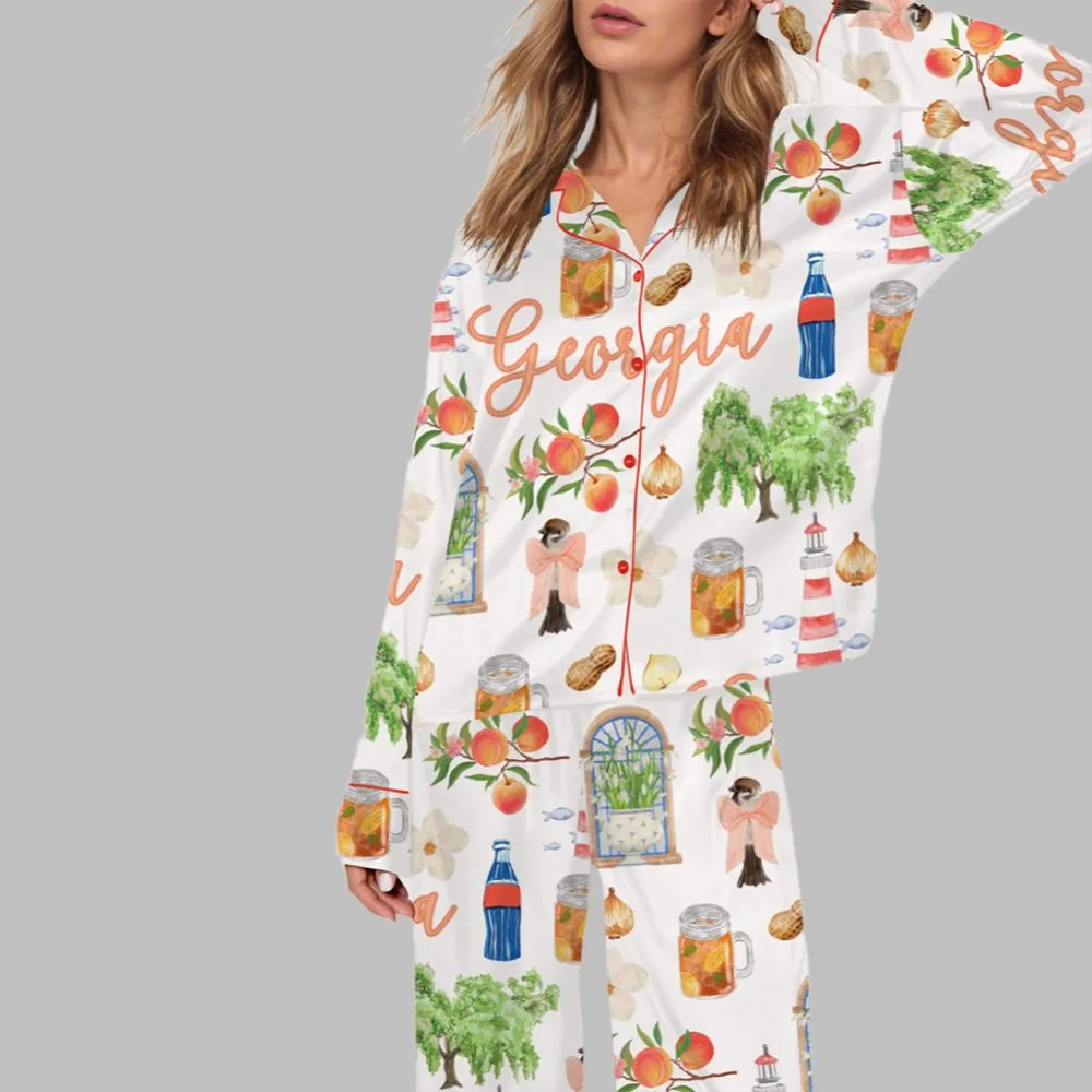Preppy Georgia Peach Pajama Set - Image 2