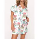 Preppy Nutcracker Christmas Satin Pajama Set For Women