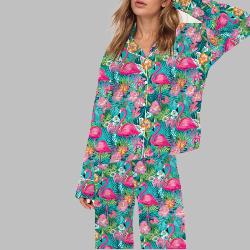 Preppy Tropical Flamingo Pajama Set - Image 2