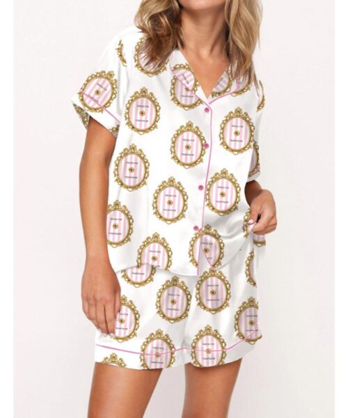 Press For Champagne Button Satin Pajama Set For Women