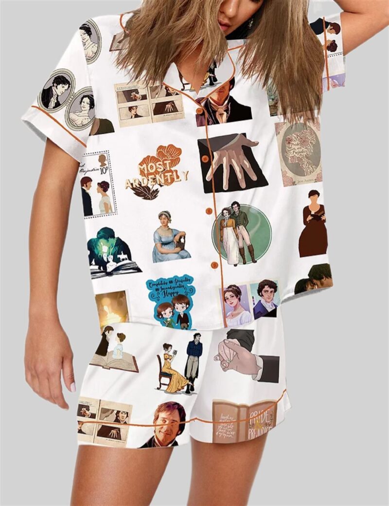 Pride and Prejudice Inspired Print Pajama Set - Image 2