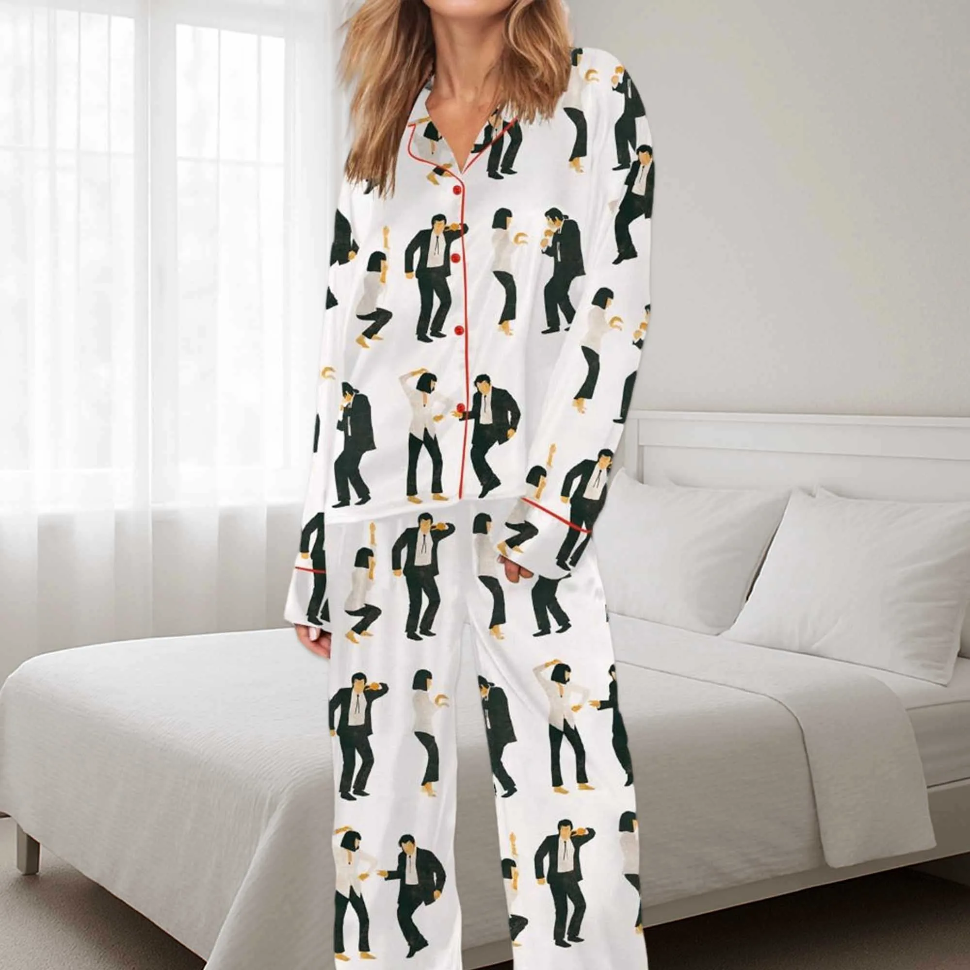 Pulp Fiction Dance Silky Satin Pajama Set - Image 2
