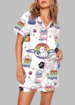 Purride Cats In Space Rainbow Cats LGBT Pride Month Pajama Set
