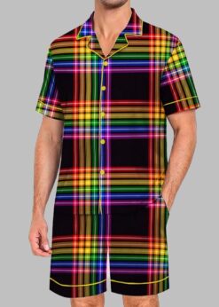 Rainbow Plaid Pride Month Love Is Love Print Pajama Set