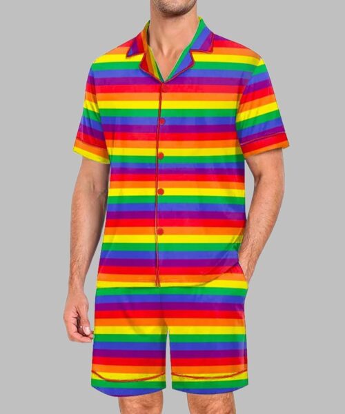 Rainbow Pride Stripes Pride Month Love Is Love Print Pajama Set