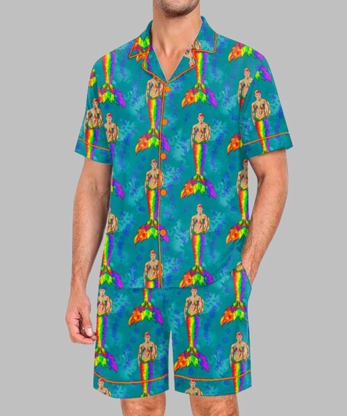 Rainbow Seashell Pride Merman Pride Month Love Is Love Print Pajama Set