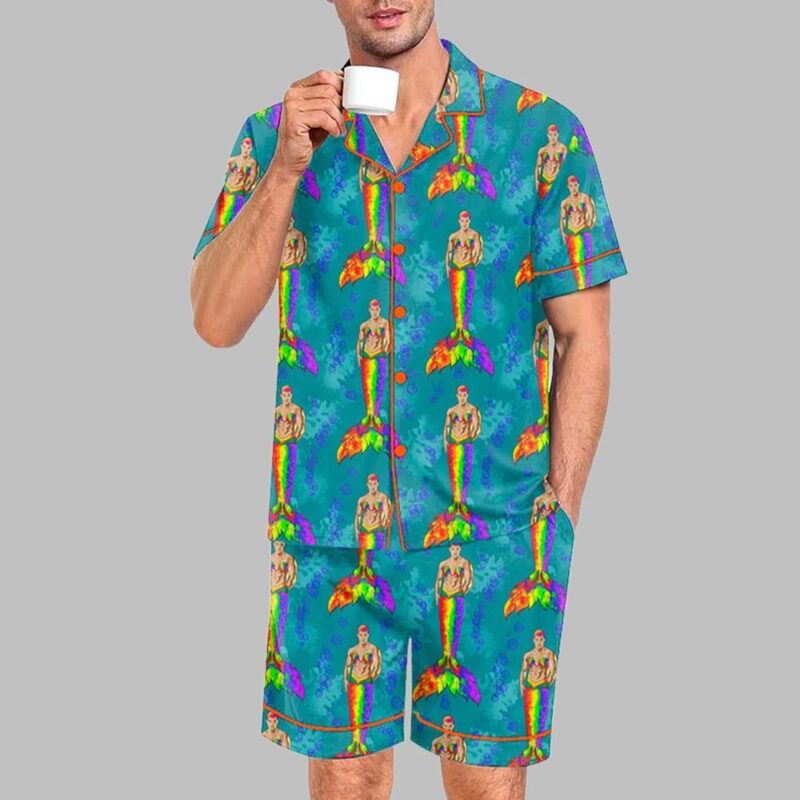 Rainbow Seashell Pride Merman Pride Month Love Is Love Print Pajama Set - Image 2