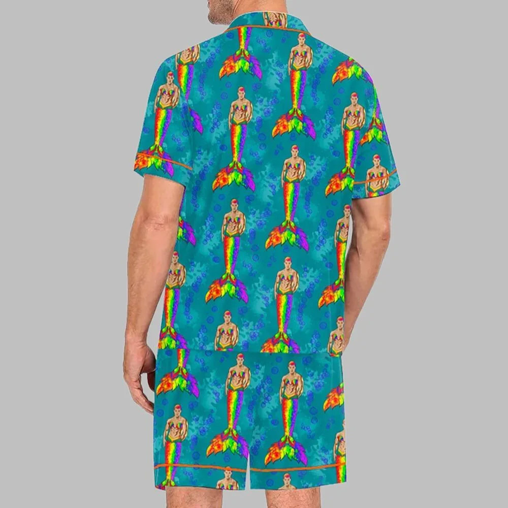Rainbow Seashell Pride Merman Pride Month Love Is Love Print Pajama Set - Image 3
