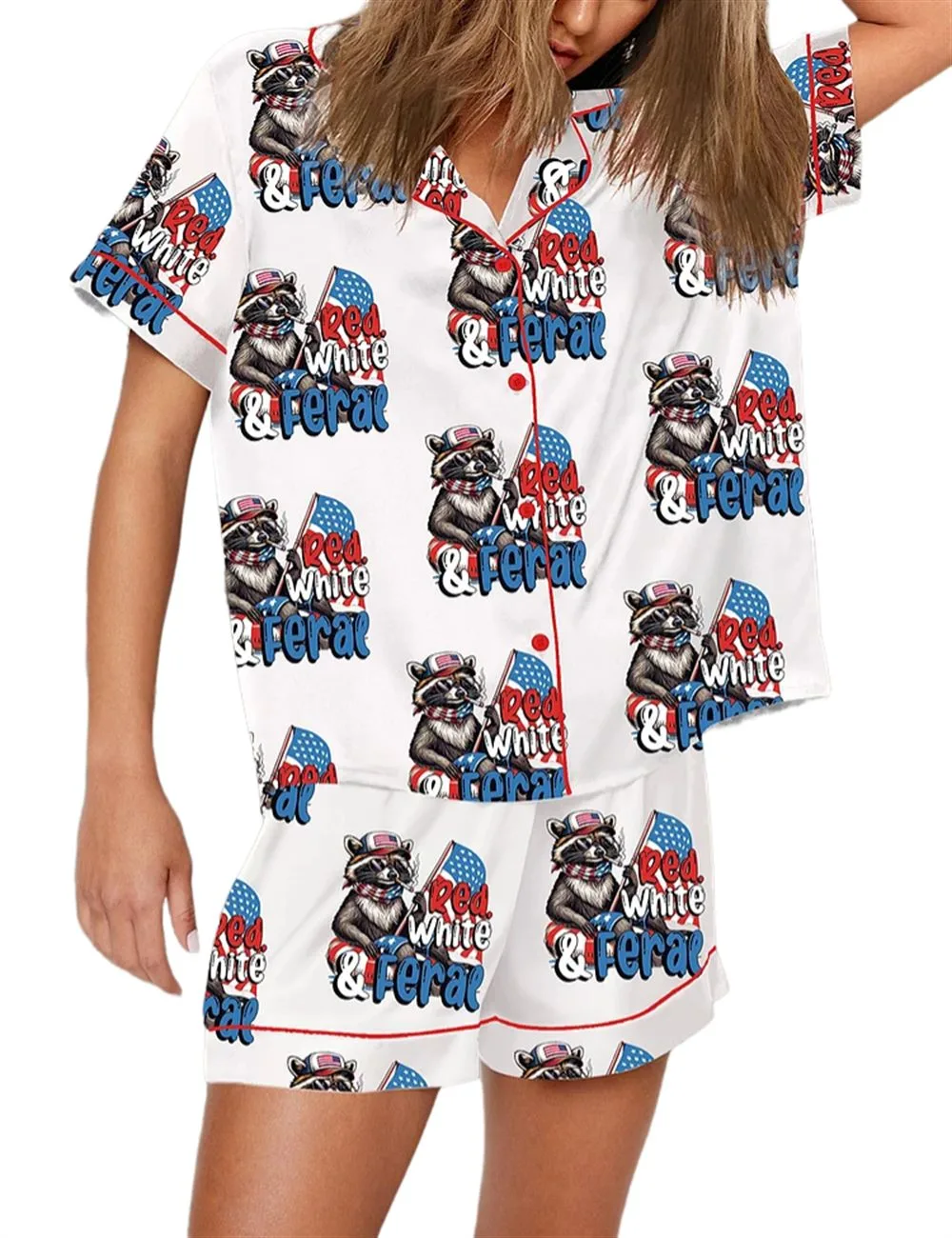Red White And Feral USA Pajama Set - Image 2