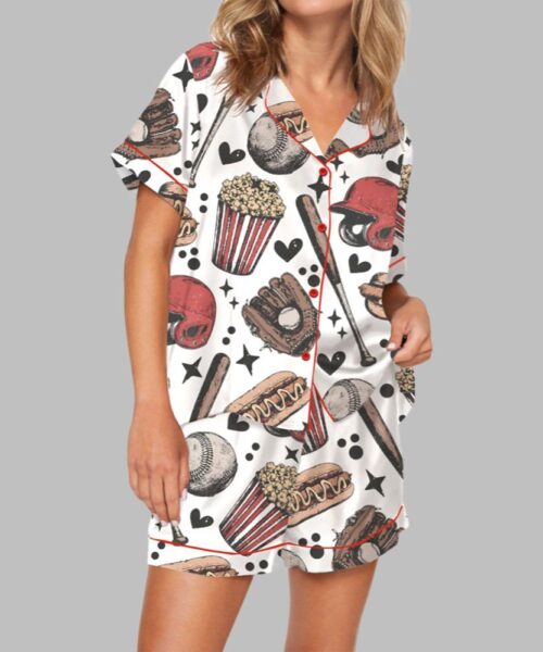 Retro Baseball Game Day Pajama Set For Women