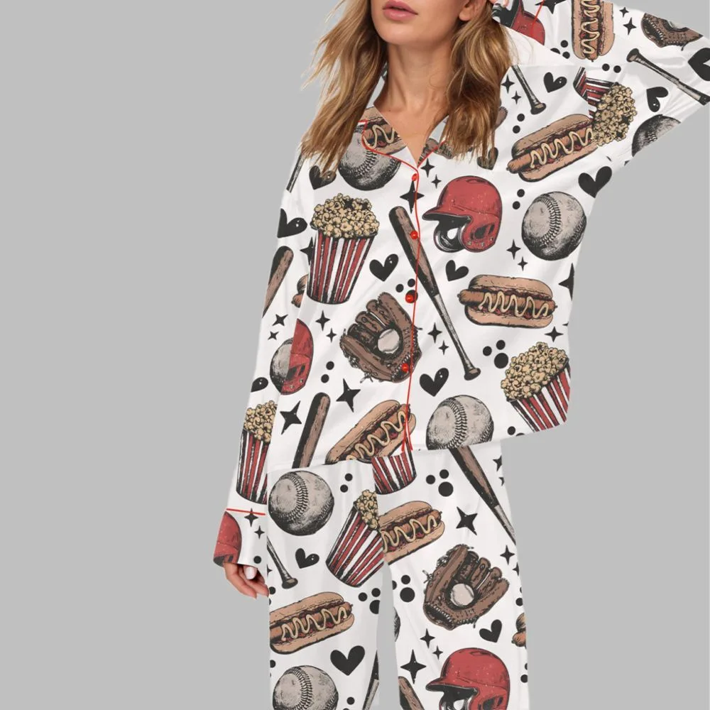 Retro Baseball Game Day Pajama Set For Women - Image 2