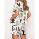 Retro Poodles Dogs Satin Pajama Set For Women