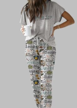 Retro Stars Hollow Casual Pajama Set For Women