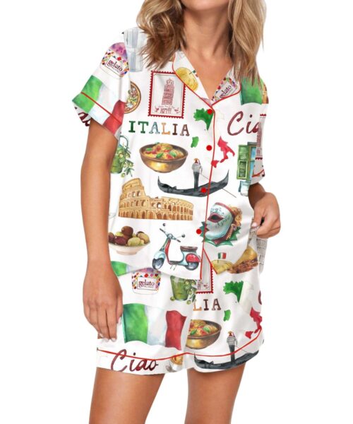 Rome Italy Travel Jubilee Satin Pajama Set For Women