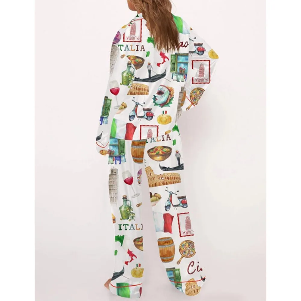 Rome Italy Travel Jubilee Satin Pajama Set For Women - Image 3