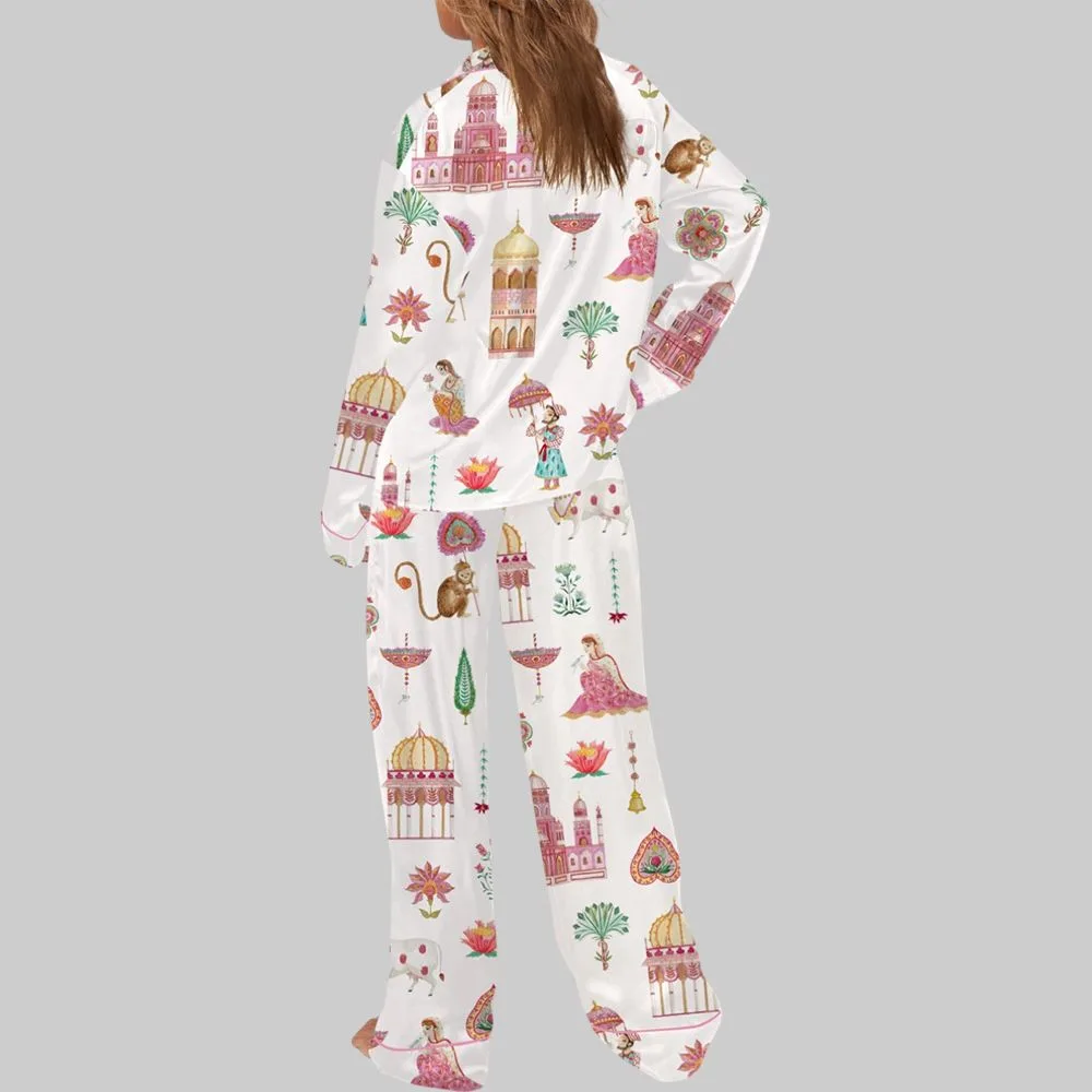 Royal Rajasthan Watercolor India Pajama Set For Women - Image 3