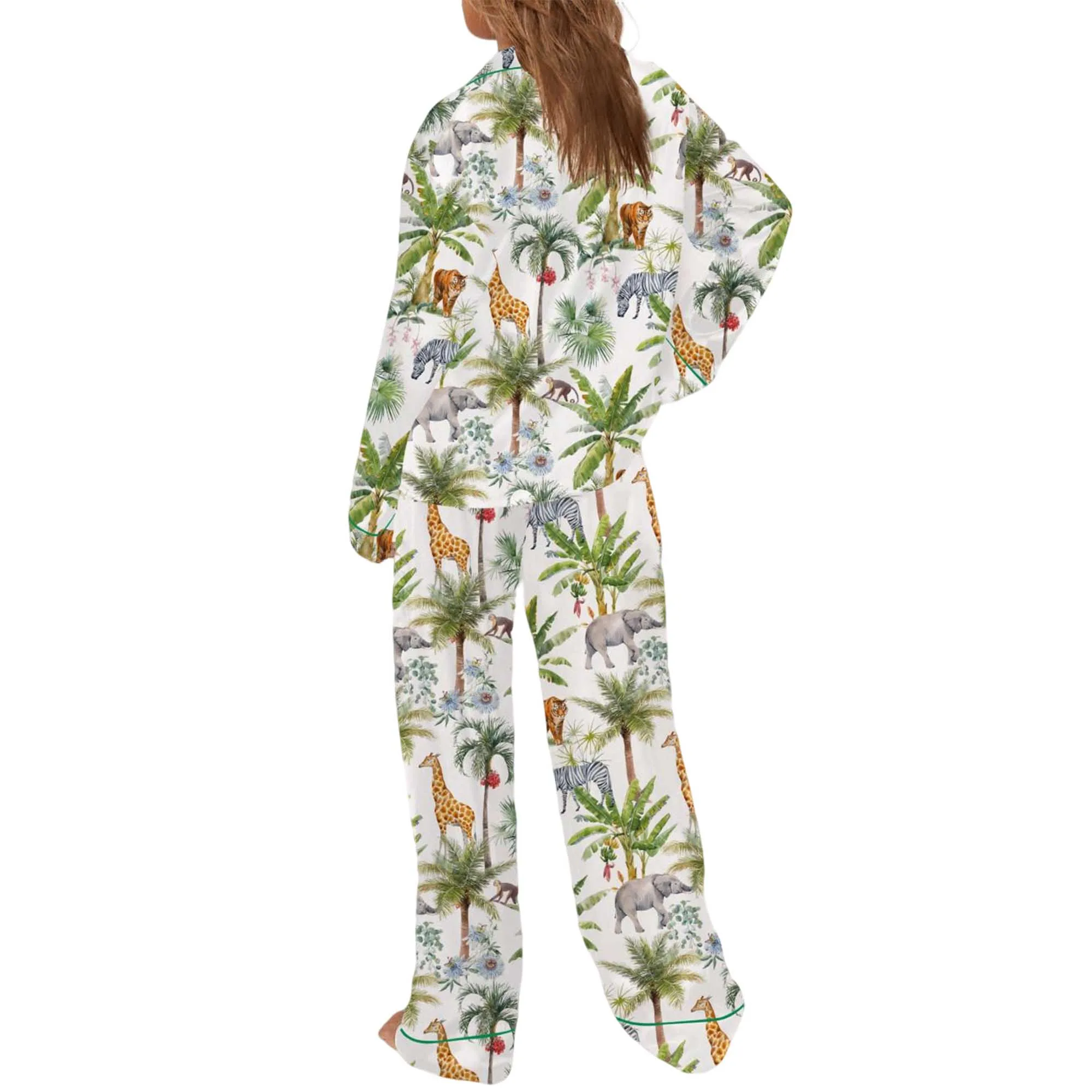 Safari Animal Satin Pajama Set For Women - Image 3