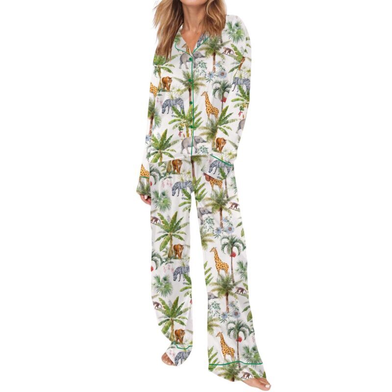 Safari Animal Satin Pajama Set For Women - Image 2