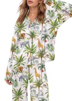 Safari Animal Satin Pajama Set For Women